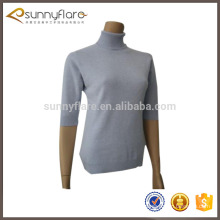 Short sleeve 100% cashmere turtleneck for women